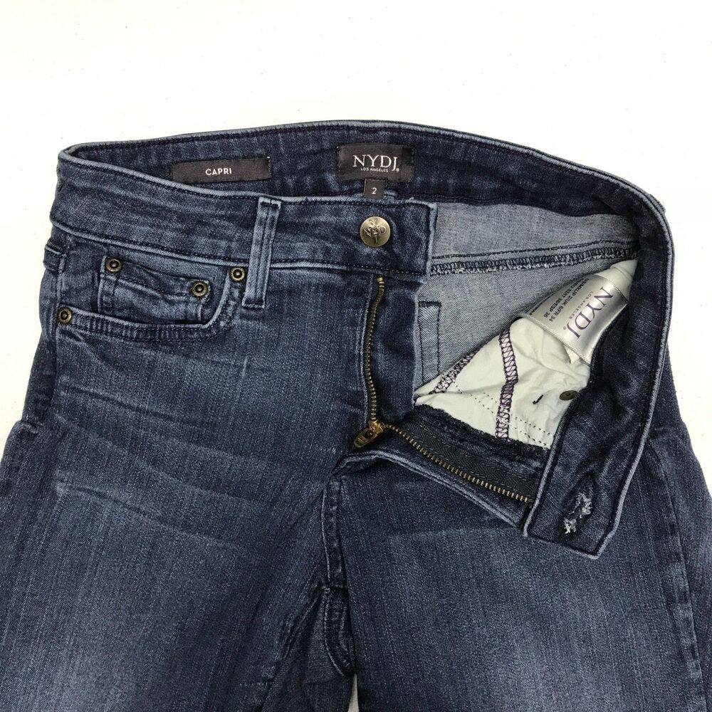 NYDJ Straight Capri Jeans Womens SZ 2 Blue Denim 26"W x 22" Inseam LiftXTuckTech - Picture 5 of 16
